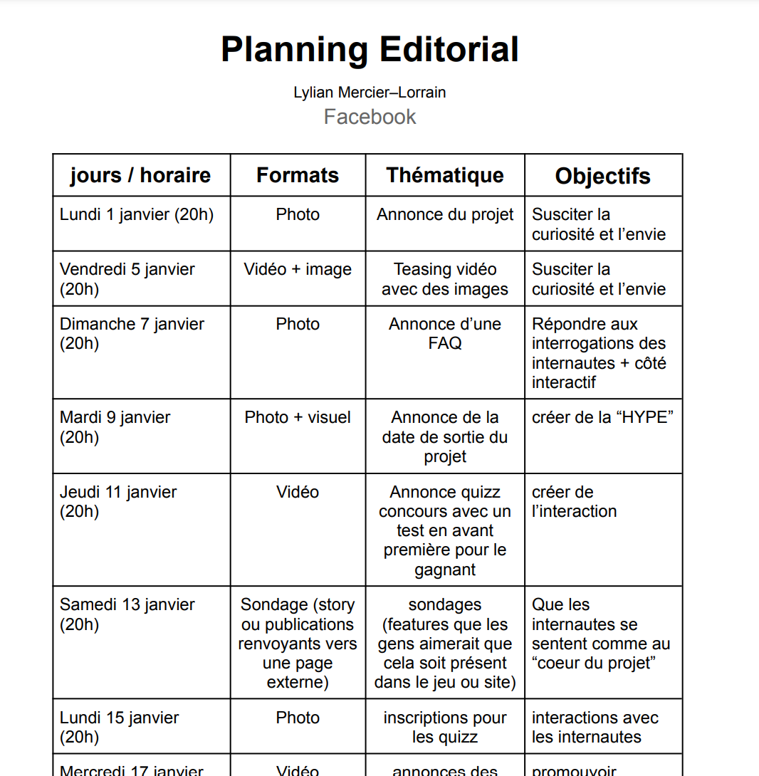 planning editorial